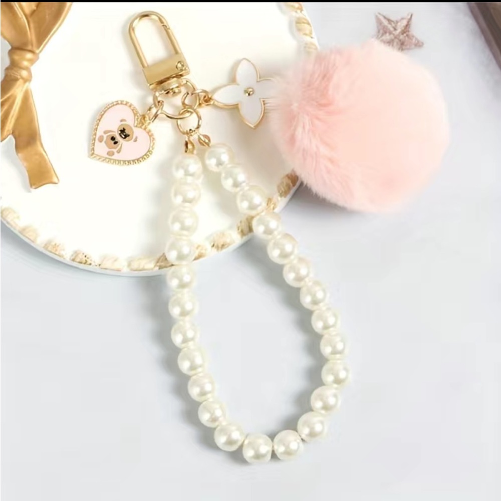 Pink ONLY~Bag Pendant Adorable Fur Ball Pearl Bear